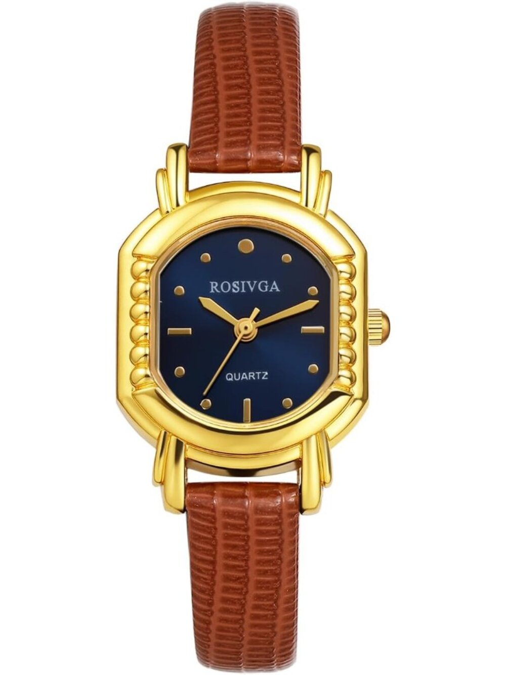 Women's Brown Blue Ultra-Thin Square Dial Adjustable PU Leather Strap Wristwatch
